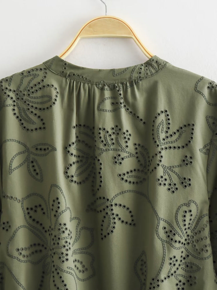 Loose-fitting openwork lace dress