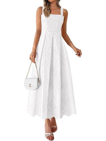 Hollow-out Square Neck Slip Dress