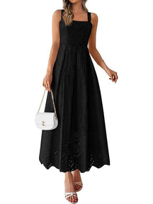 Hollow-out Square Neck Slip Dress