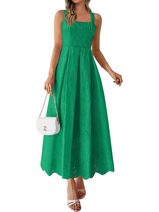 Hollow-out Square Neck Slip Dress