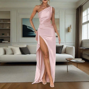 Asymmetrical Sleeveless Fitted Slit Dress