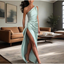 Asymmetrical Sleeveless Fitted Slit Dress