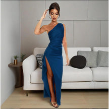 Asymmetrical Sleeveless Fitted Slit Dress