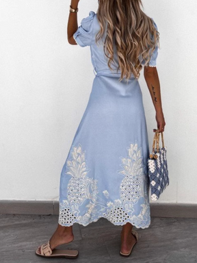 Eyelet Lace Elegant Shirt Dress