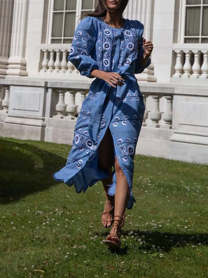 Linen Tie Belt Dress