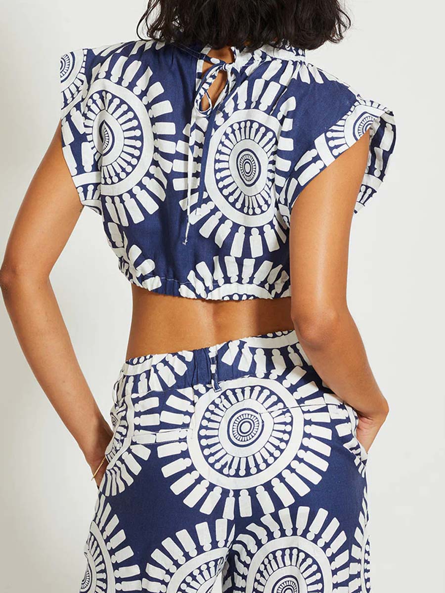 Printed Ruffled Two Pieces Dress