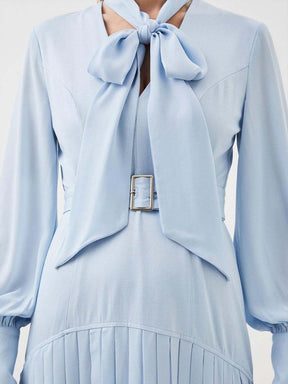Balloon Sleeve Pleated Patchwork Dress