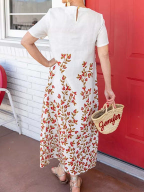 Floral Print Short Sleeve Maxi Dress