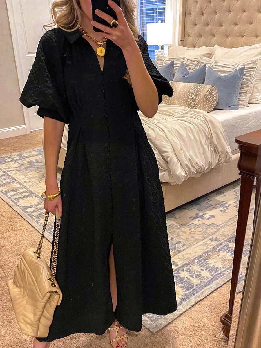 Black Textured Maxi Dress