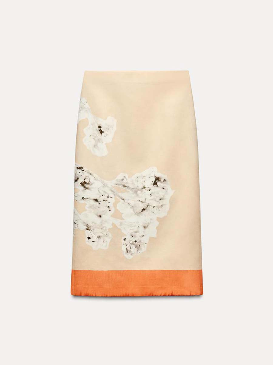 PRINTED LINEN SKIRT