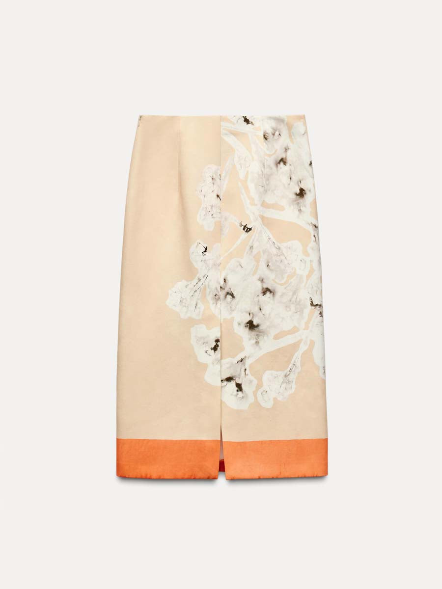 PRINTED LINEN SKIRT