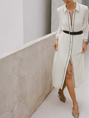 PLEATED DRESS WITH BELT