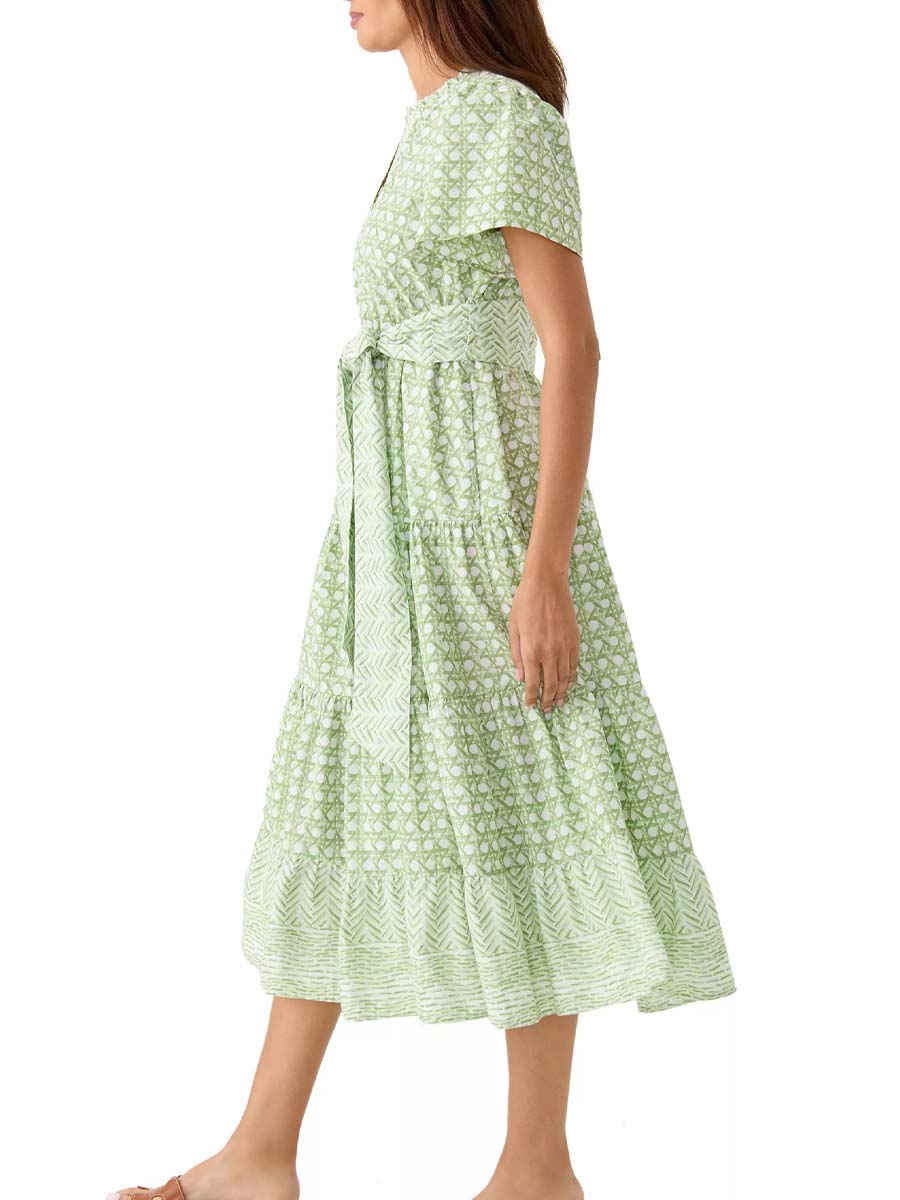Printed Belted Midi Dress