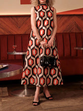 Sleeveless Geometric Print Maxi Dress