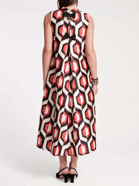 Sleeveless Geometric Print Maxi Dress