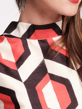 Sleeveless Geometric Print Maxi Dress