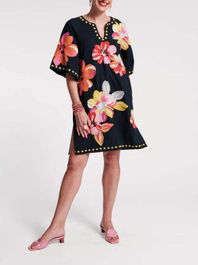 Charming Caftan Mini Floral Dress