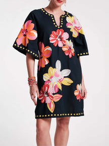 Charming Caftan Mini Floral Dress