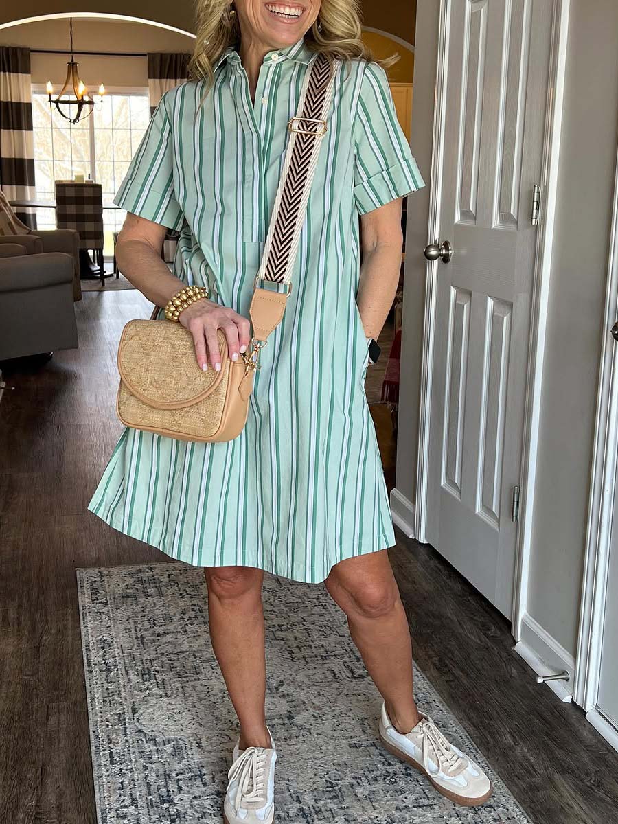 Striped Mini Pocket Shirtdress