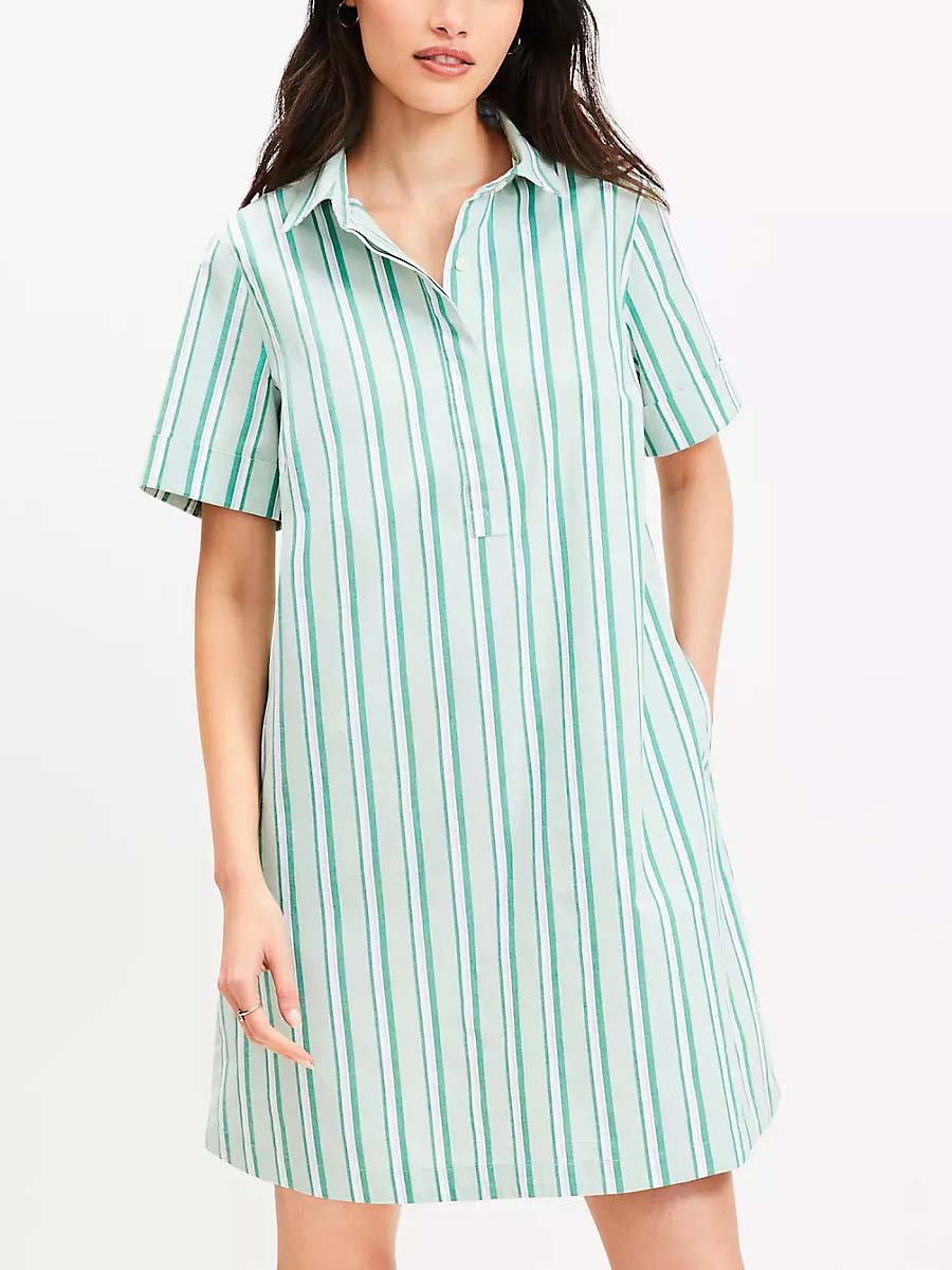 Striped Mini Pocket Shirtdress