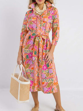 Floral Shirt Midi Dress