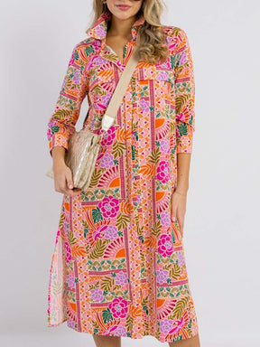 Floral Shirt Midi Dress