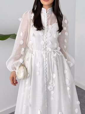 Floral Applique Midi Dress