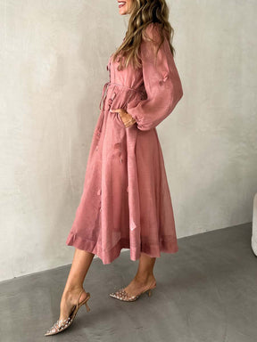 Floral Applique Midi Dress