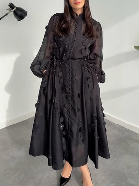 Floral Applique Midi Dress