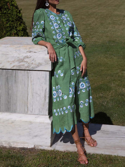 Linen Tie Belt Dress