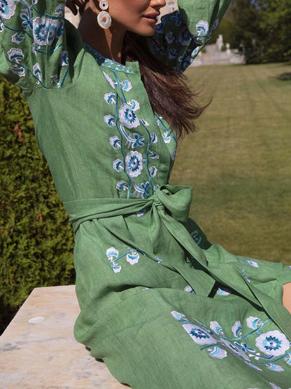 Linen Tie Belt Dress