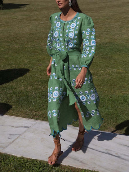 Linen Tie Belt Dress