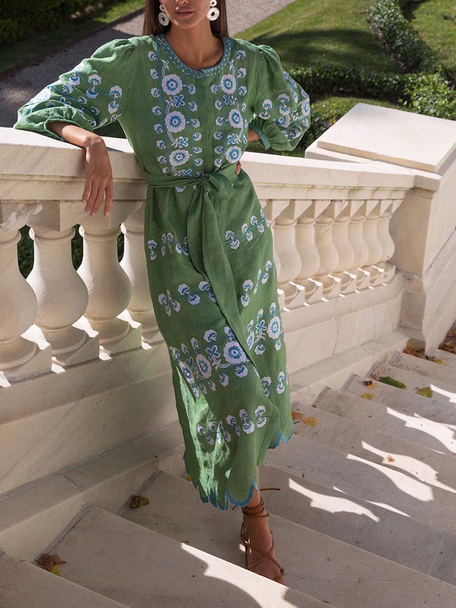 Linen Tie Belt Dress