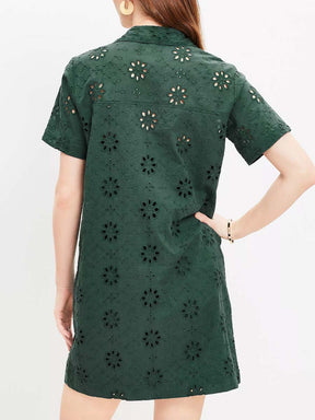 Eyelet Mini Pocket Shirtdress