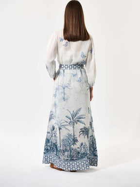 Linen Desert Landscape Print Dress