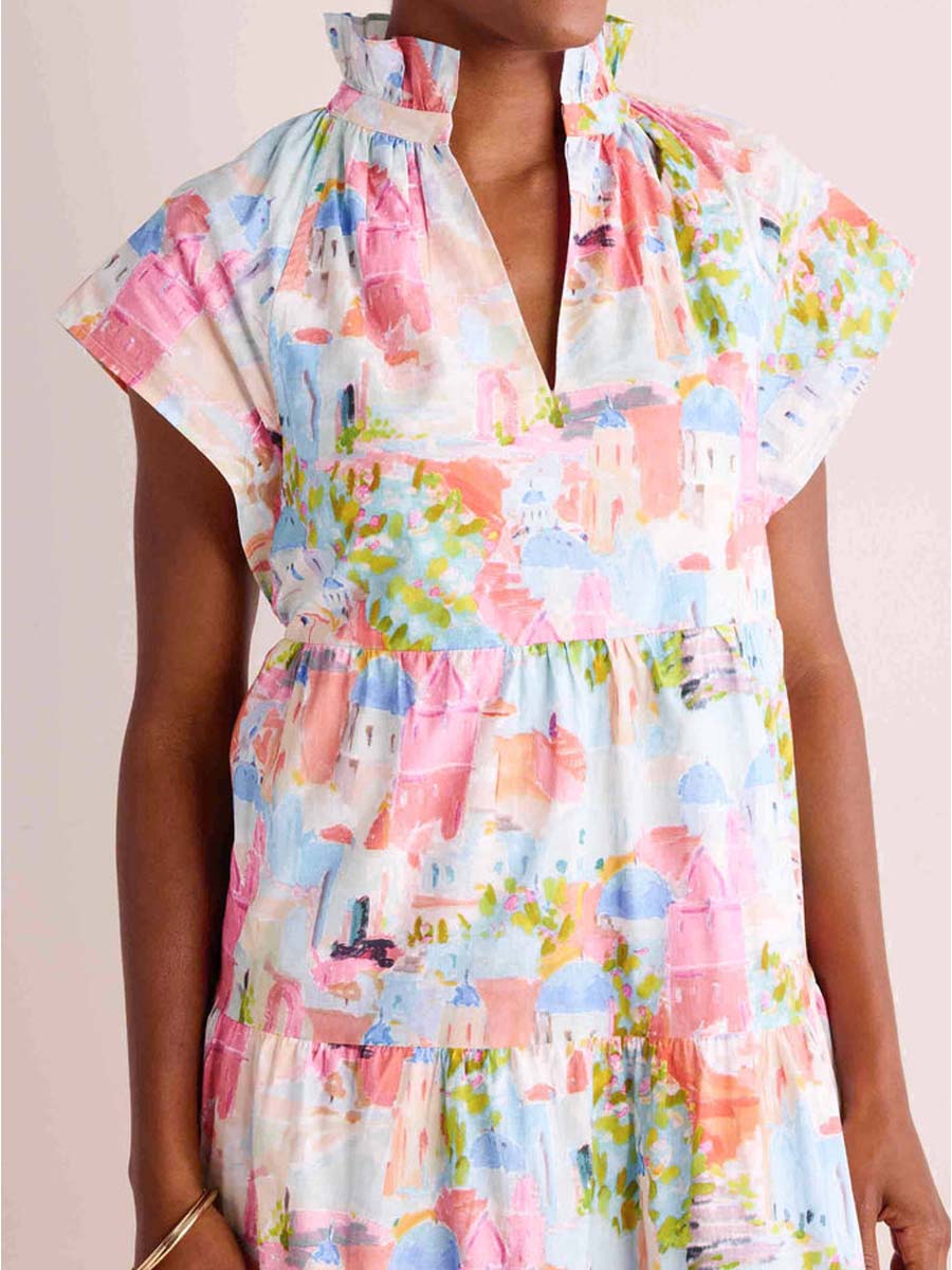 Flared Cap Sleeves Dress