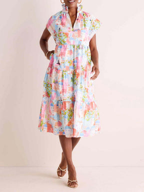 Flared Cap Sleeves Dress
