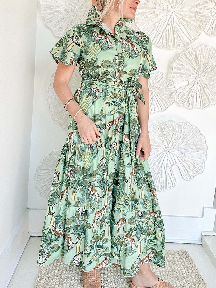 Block Print Maxi Dress