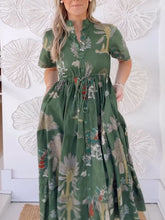 Green Block Print Maxi Dress