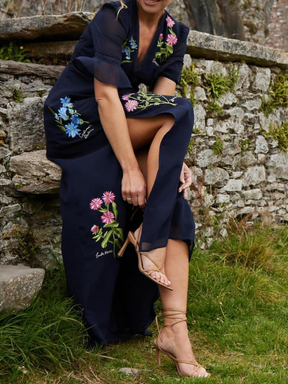 Flower Embroidery Elegant Dress