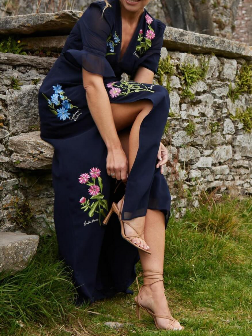 Flower Embroidery Elegant Dress