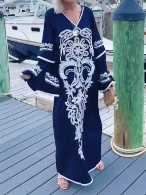 Embroidered Loose Maxi Dress