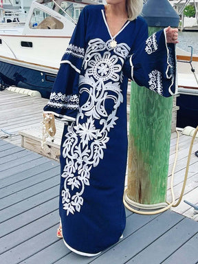Embroidered Loose Maxi Dress