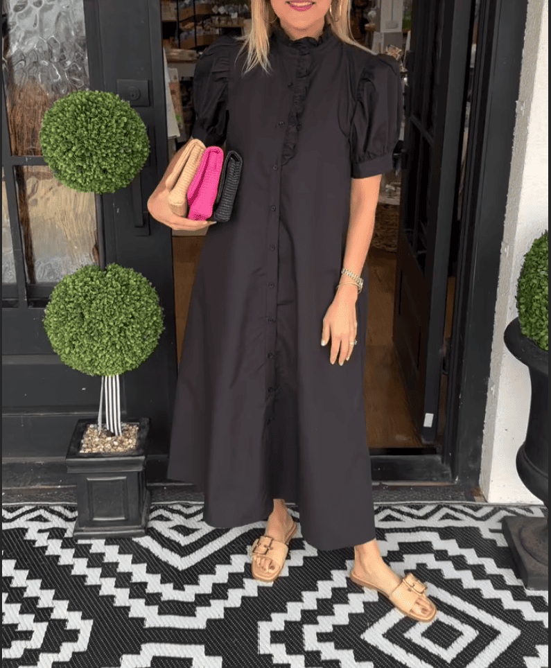Black Ruffle Detail Dress