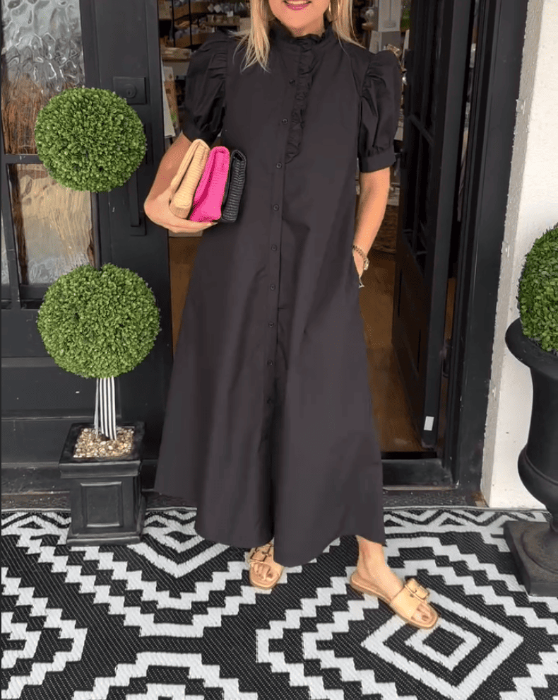 Black Ruffle Detail Dress
