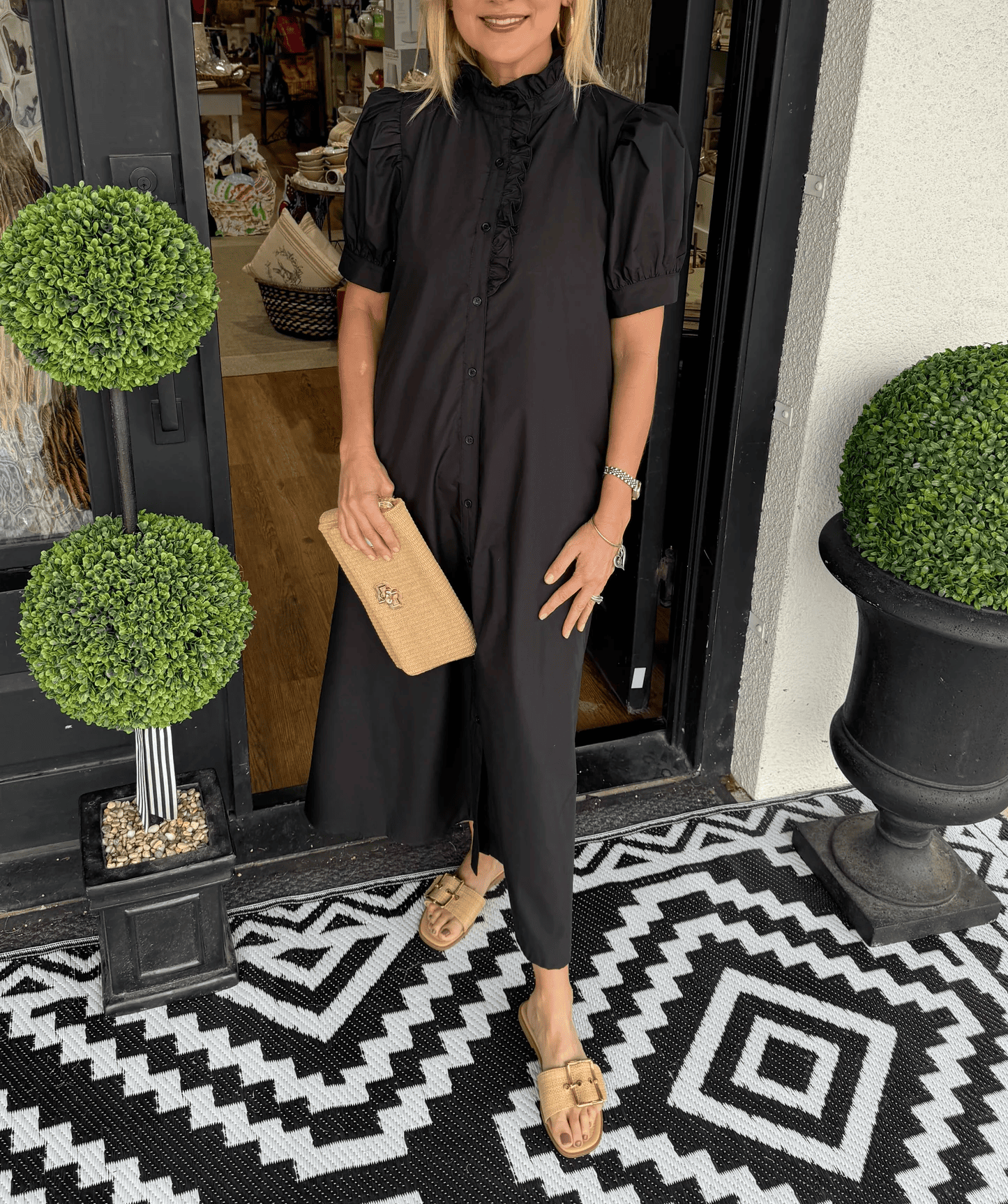 Black Ruffle Detail Dress