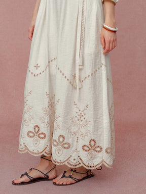 Ballon Sleeve Embroidery Dress
