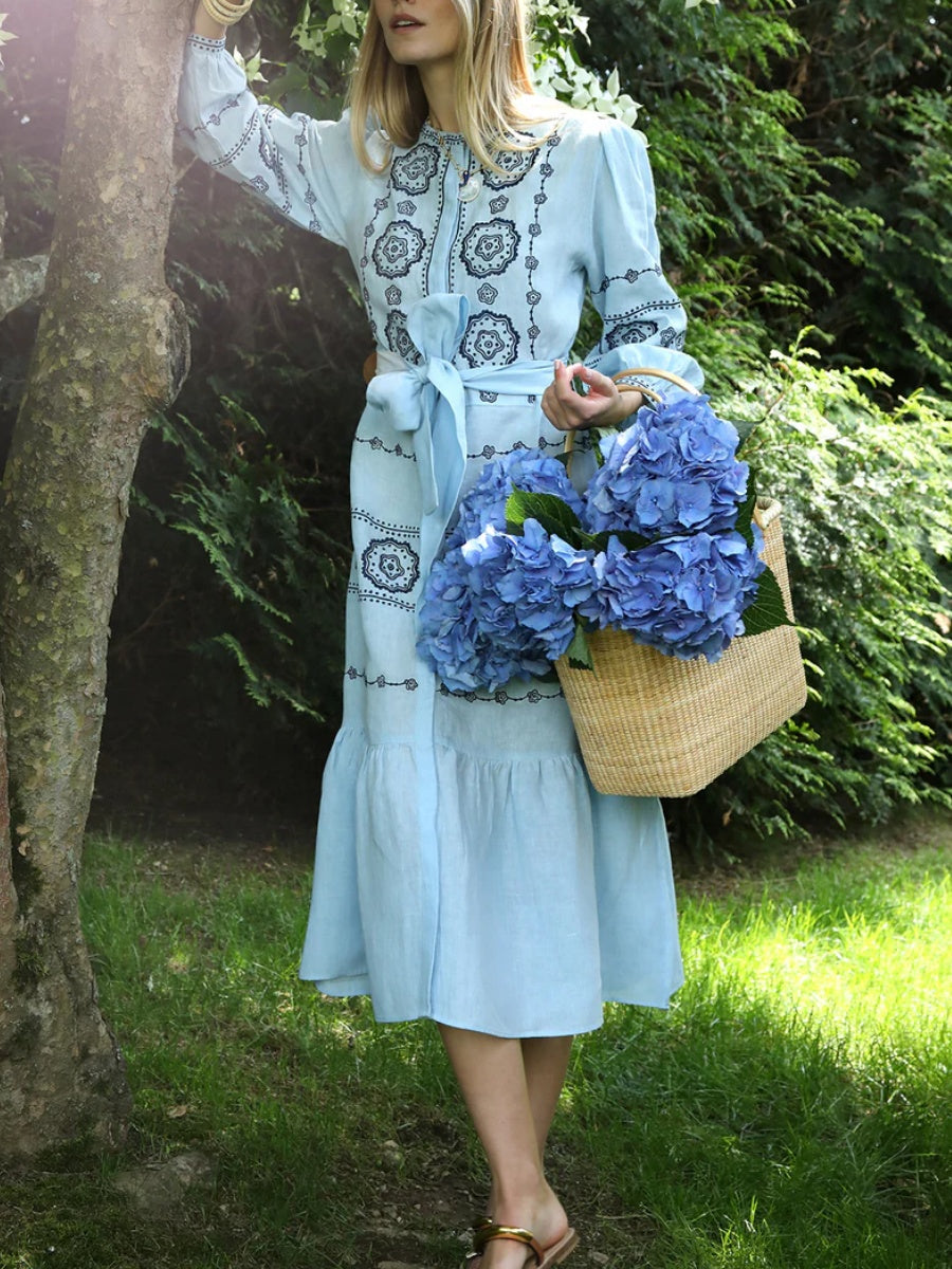 Linen Embroidery Dress