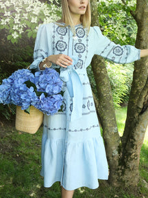 Linen Embroidery Dress