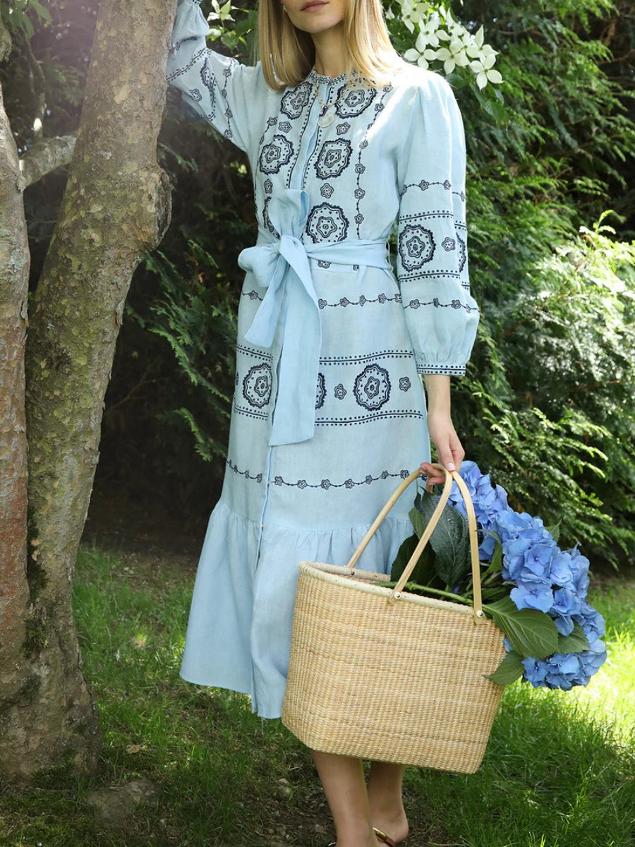 Linen Embroidery Dress